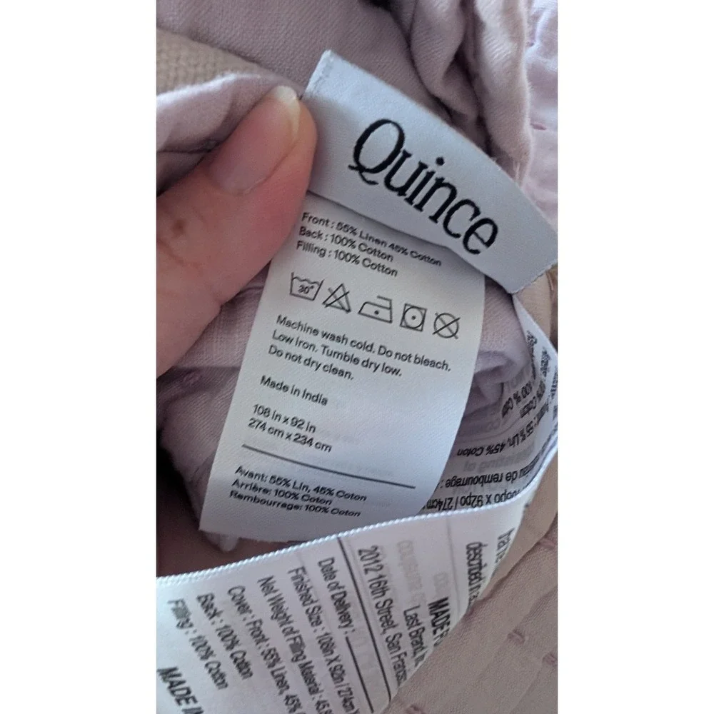 Quince NWT European Linen Cotton Stitch Quilt Orchid- King/ Cal King
